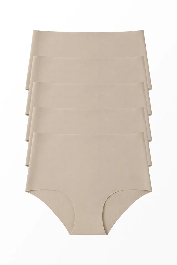 5 Pieces Laser Cut Seamless High Waist Women's Panty Set - Extra Stretchy & No Trace