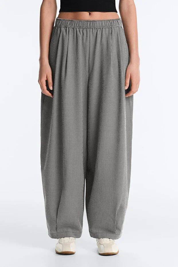 Oysho Checked lyocell blend balloon trousers