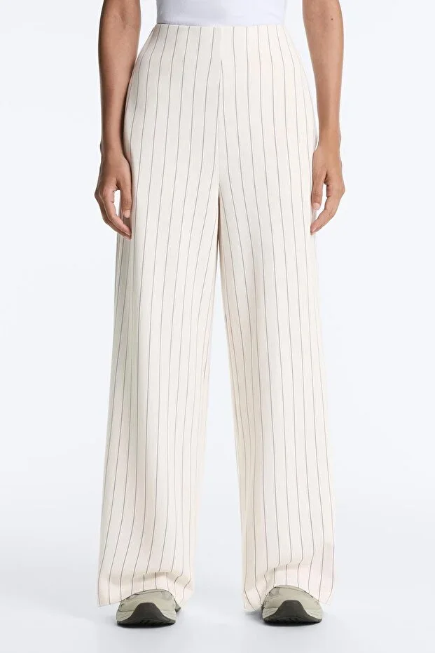 Oysho Wide diplomat stripe trousers in soft-touch modal fabric