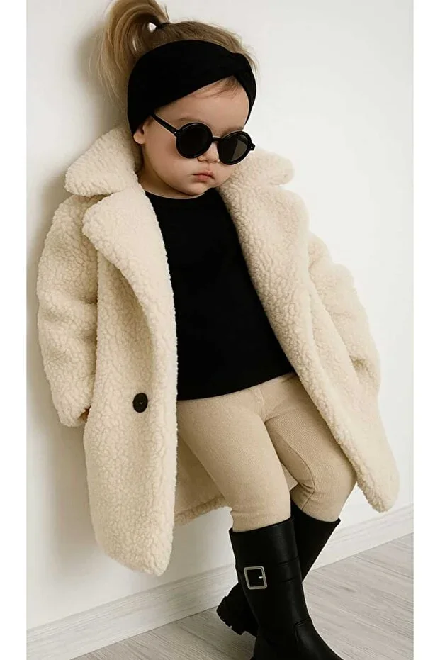 Ecru Lined Plush Coat