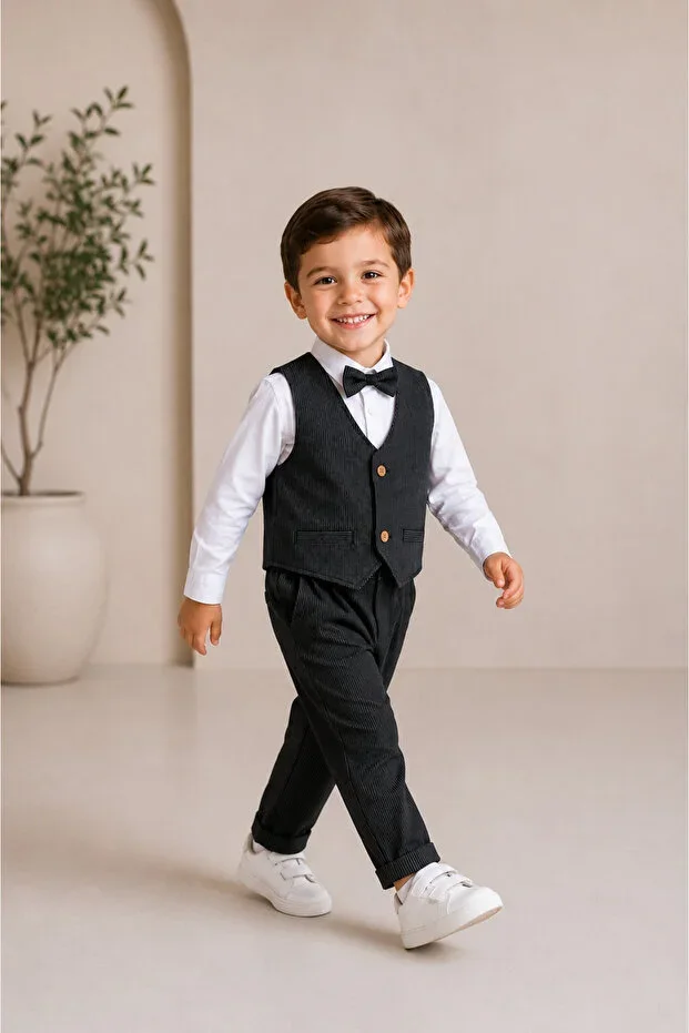 Baby & Kids Boys Striped Suit With Vest Special Occasion Birthday Party