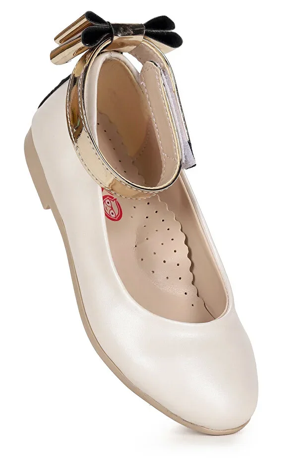 Ankle Strap Bow Detail Girl's Ballet Flats