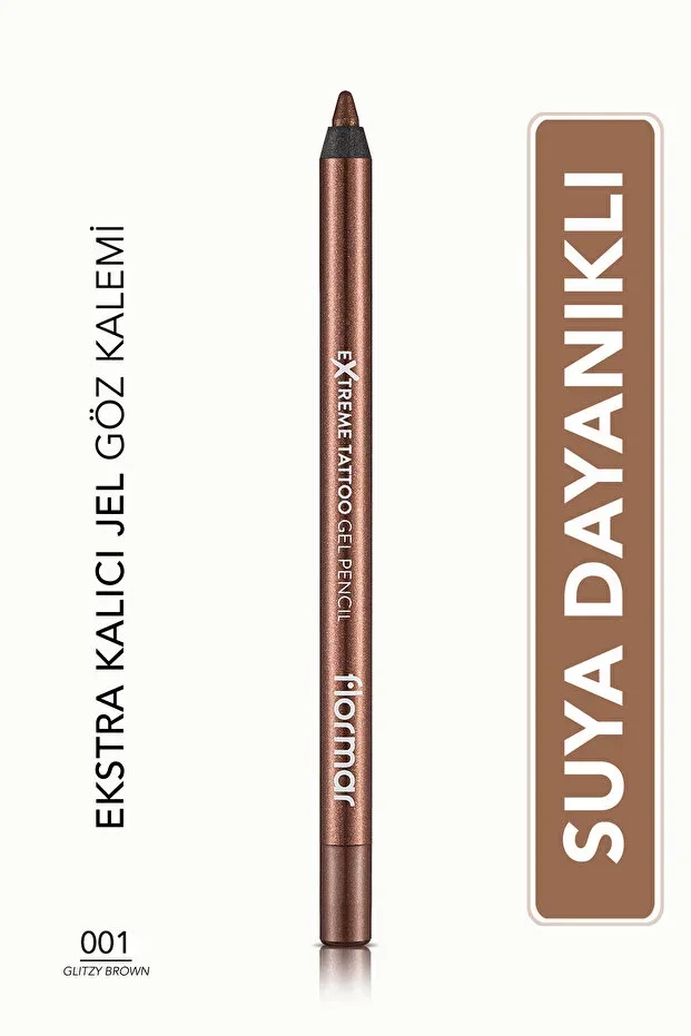 Glitter Long-Lasting Eye Pencil (COPPER) - Extreme Tattoo Gel Pencil - 001 Glitzy Brown - 8682536028837