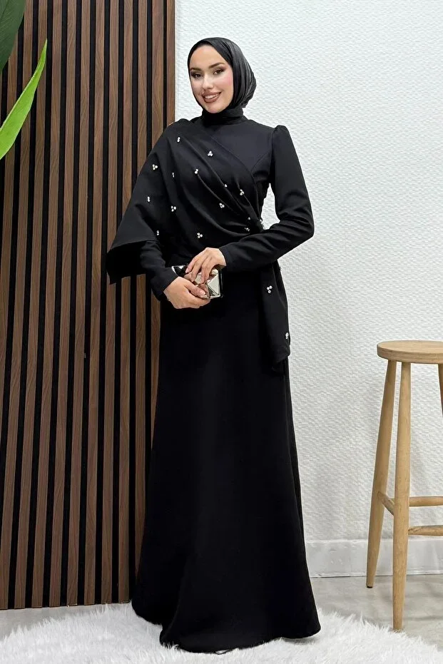 GİYZAMİLA Pablo Crepe Evening Dress Black