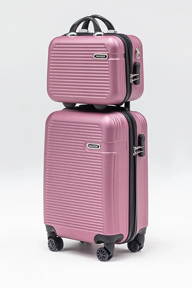 Wander 3000 2 Piece Luggage Set Makeup Bag Small (Cabin) Size Suitcase 360° Swivel Wheel