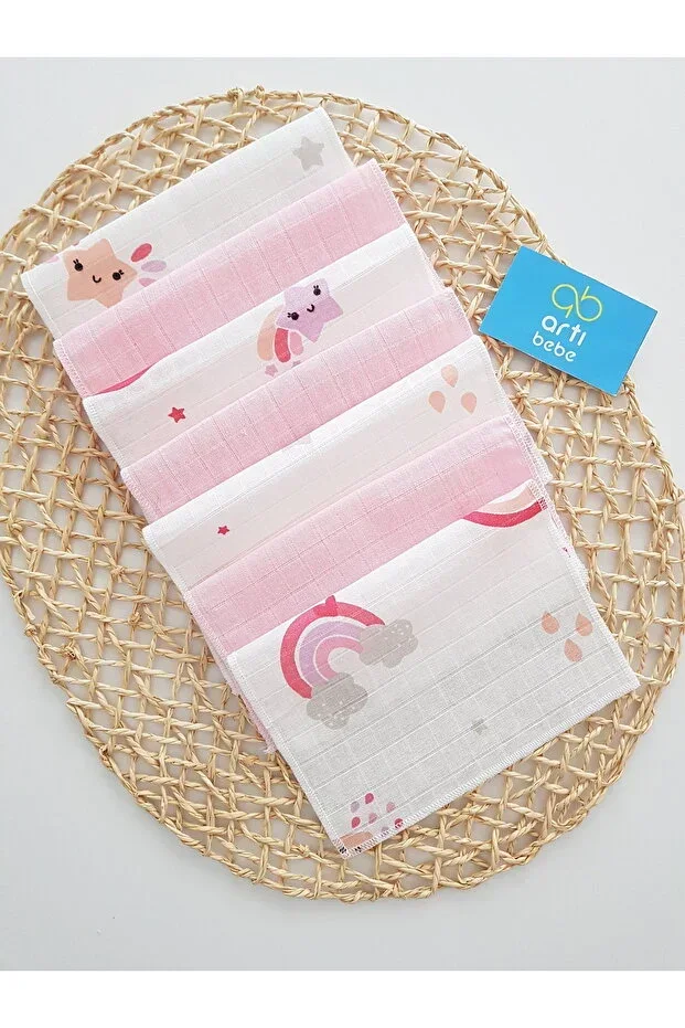 Rainbow 7 pcs Muslin Burp Cloth %100 Cotton Soft Absorbent | Newborn Bib