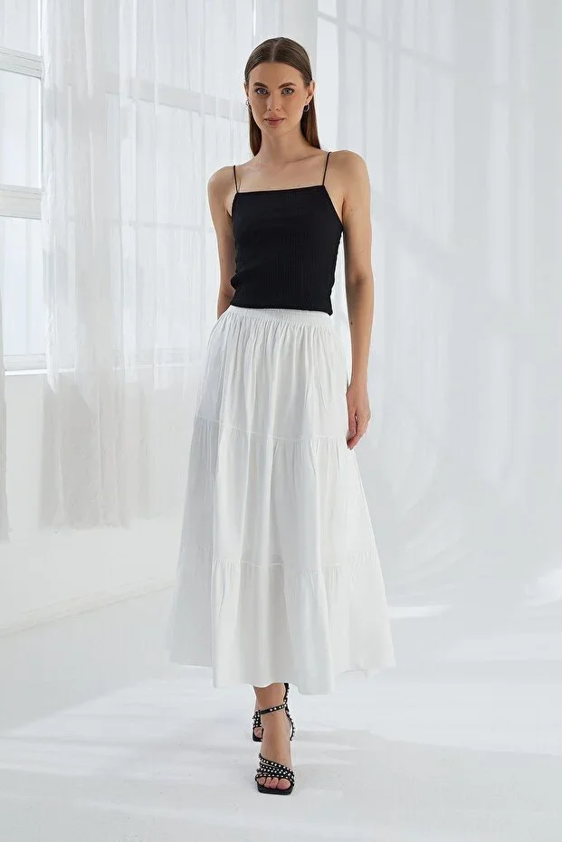 ModaPlaza Women's Ruffled Long Skirt