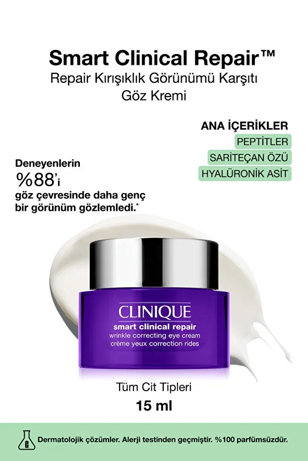 Clinique Smart Clinical Repair™ Wrinkle Correcting Eye Cream 15ml | Hyaluronic Acid, Peptides