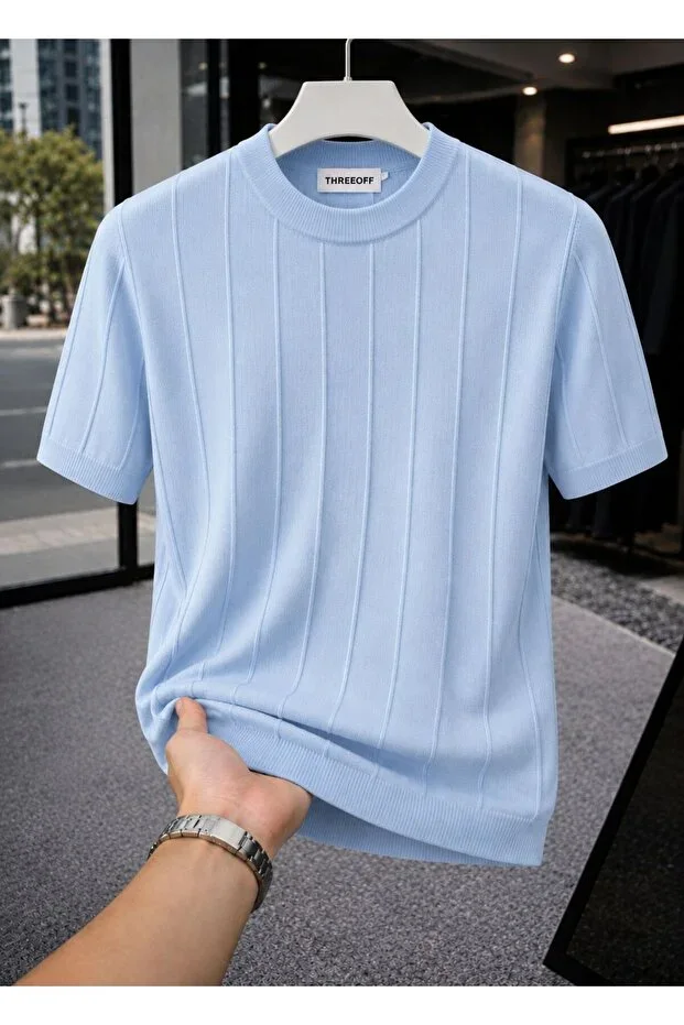 Men's Short Sleeve Crew Neck Knit T-Shirt