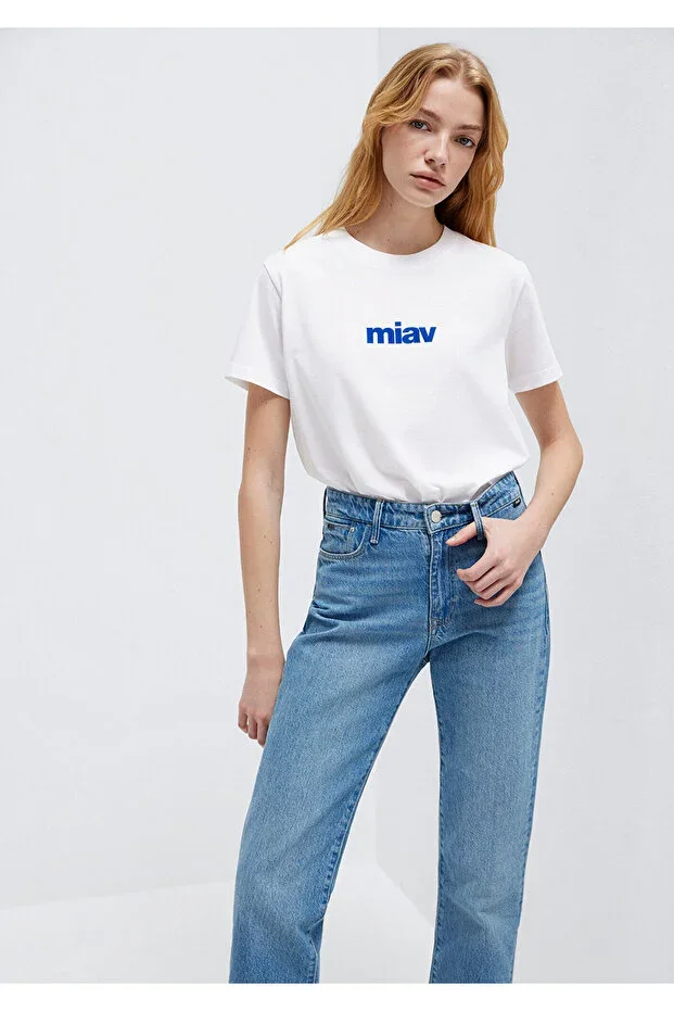 Mavi Miav Print White T-Shirt Regular Fit / Normal Cut 1610622-620