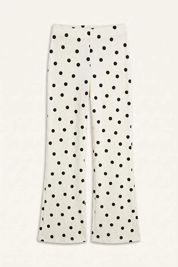 Standard Size Crinkle Textured Polka Dot Ecru Tights Girls H7163A826SP