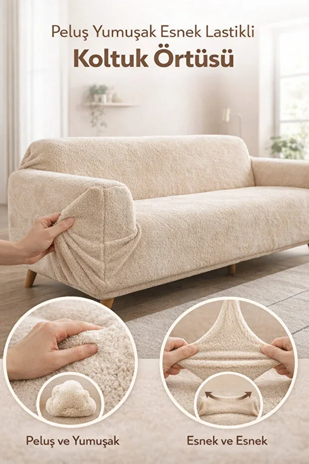 Soft Welsoft Elastic 3-Seater Sofa Cover Non-Slip Flexible and Washable Sofa Cover