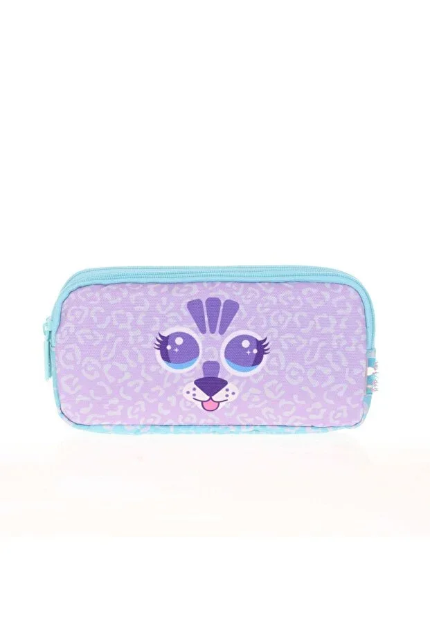 Kids&Love 3 Compartment Pencil Case Cute Face Tiger L8119