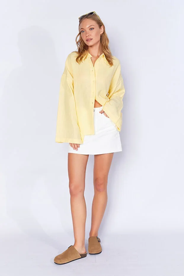 Manche Yellow Loose Sleeve Women's Shirt