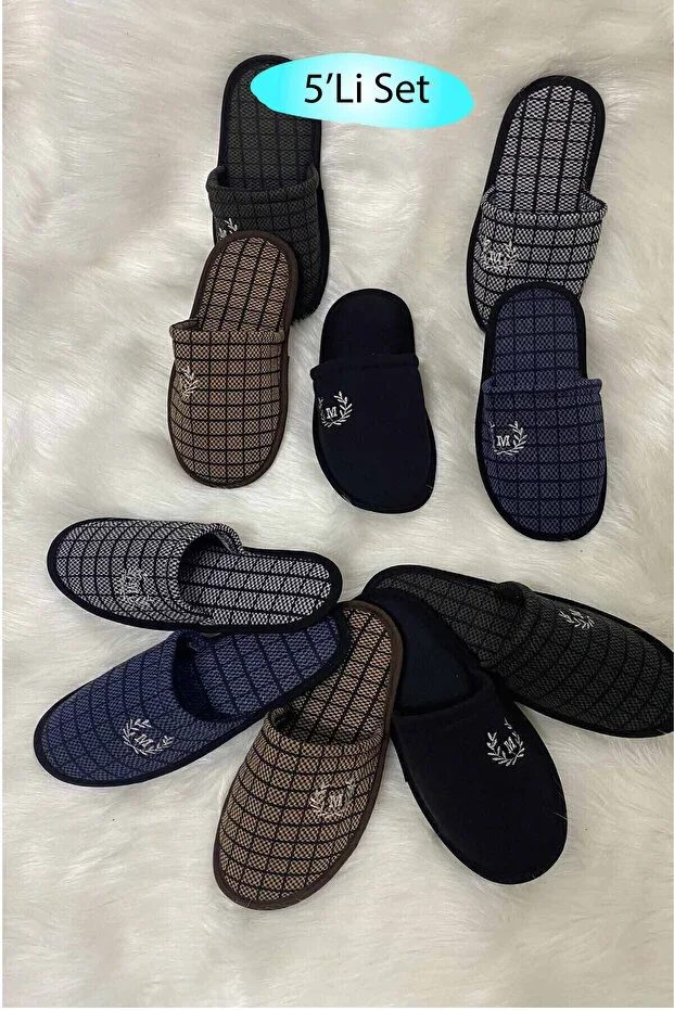 5-Piece Mixed Men's House Slippers, Guest Slippers, Dowry Bundle Slippers, Groom Slippers