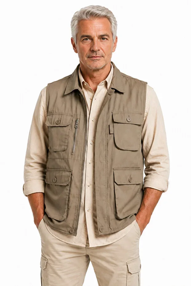 Men's Father Model Multi-Pocket Hunter Vest Seasonal Outdoor Vest