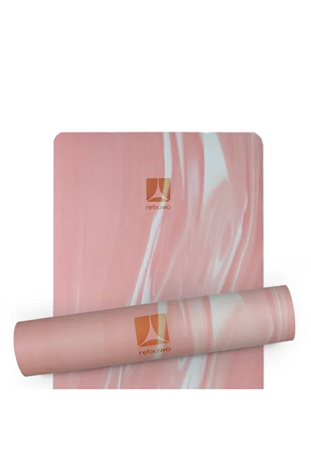 Non-slip Natural Rubber Yoga and Pilates Mat - Pink Patterned, Non-slip Exercise Mat