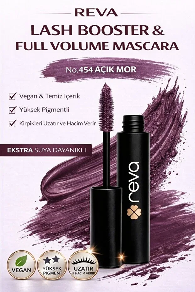 REVA Colored Volumizing Mascara – Vegan & Clean Formula Intense Pigment Effect Light Purple 454