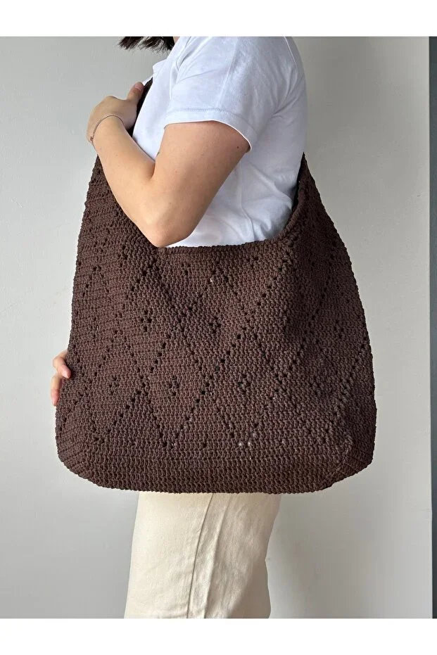 Straw Bag, Dark Brown Straw Bag, Shoulder Bag, Handmade Bag, Casual