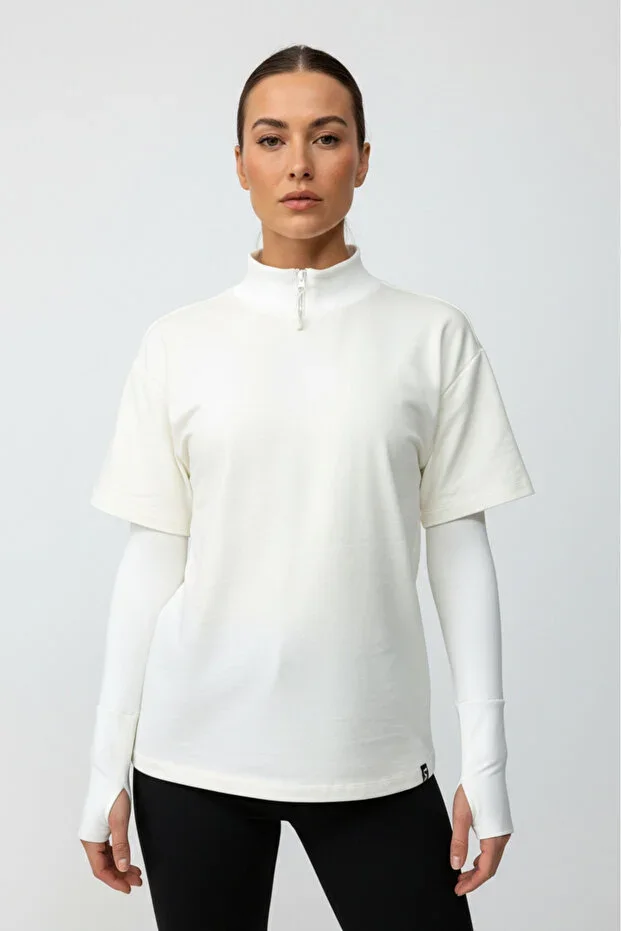 Scorp Chill Women's Long Sleeve Running T-shirt Sport Sweatshirt Ecru