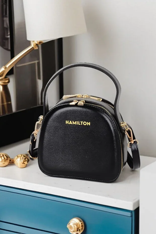 Original Black Adjustable Strap Buckle and Strap Detail Stylish Small Shoulder and Cross Box Women's Bag