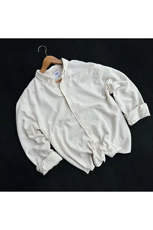Men's Oversize Shirt Collar Long Sleeve Linen Summer Shirt