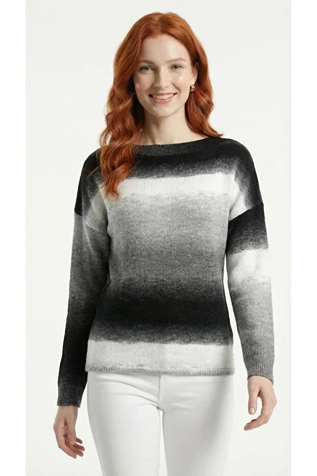 Degrade Transition Soft Textured Women's Knit Sweater