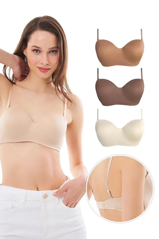 Balenli Supportive Wireless Strapless Bra 3-Pack