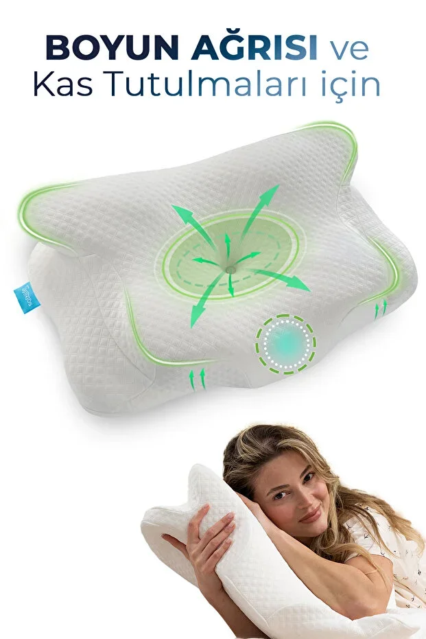 NOVA Visco Pillow Orthopedic Neck Support Memory Foam Ergonomic Pillow White 62x42x13/10cm