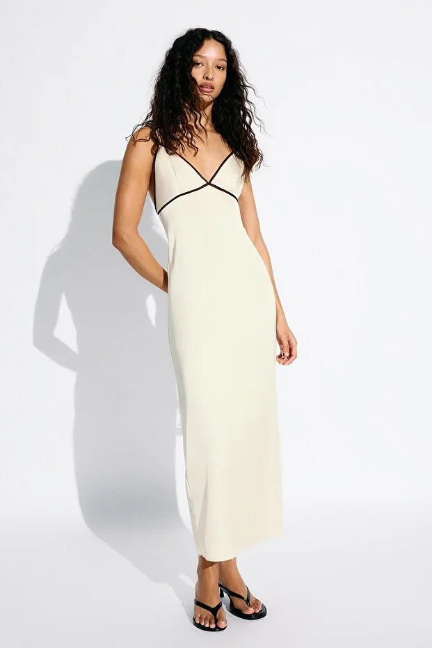 Bershka Contrast satin midi dress