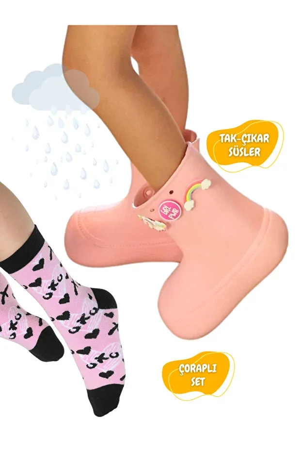 Powder Rain Boot + Xo Sock Set