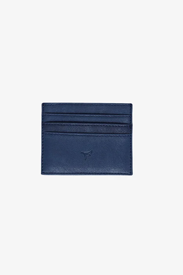 Men's Navy Blue Card Holder with Money Compartment and Gift Box