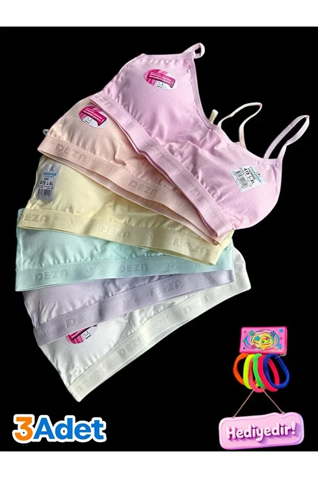 Young Girl Padded Strap Flat First Bra 3-Pack