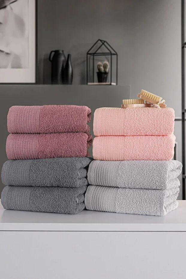 Sıla 8-Piece Boxed 50x90cm Cotton Towel Set | Towel | Towel & Towel Set | Dowry | Hand & Face Towel