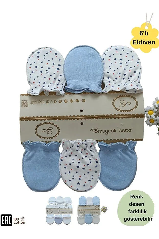 6 Pairs Girl / Boy Baby Gloves 100% Cotton Special Baby Gloves Newborn Gift