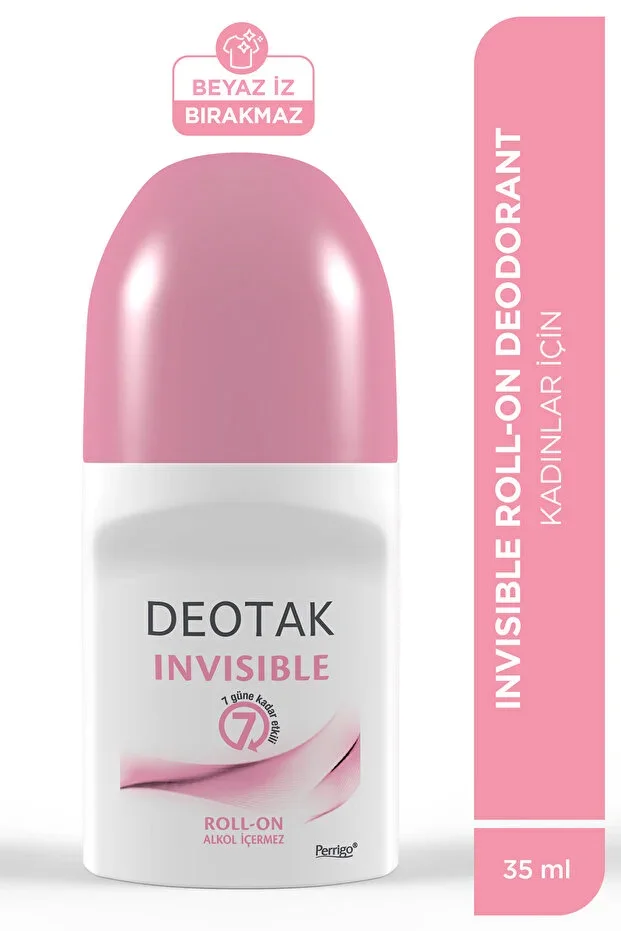 Invisible Women's Roll-On Deodorant 35 ml Effective for 7 Days, Stain-Free, for Sensitive Skin