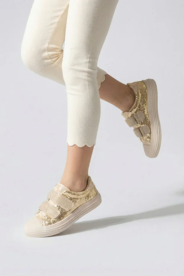 Girls' Sports Shoes Velcro Glitter Flexible Sole Closed Toe Easy Wear Sneaker
