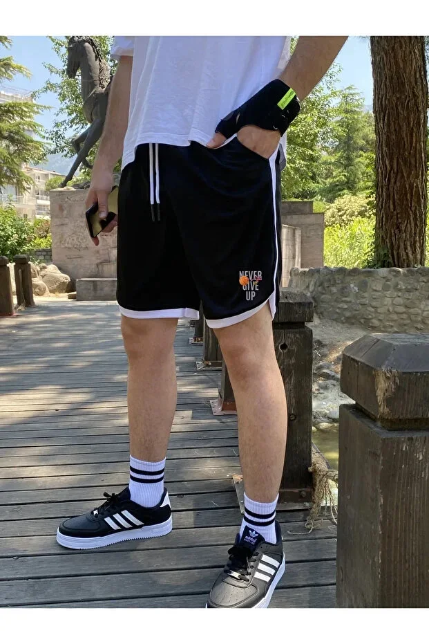 Men's Black Basketball Football Shorts Fitness Sports Exercise Running Bermuda