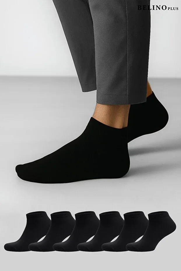 6 Piece Pack Bamboo Black Color Ankle Socks