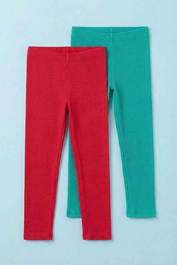 Girls' Seasonal Cotton Ribbed 2-Piece Leggings
