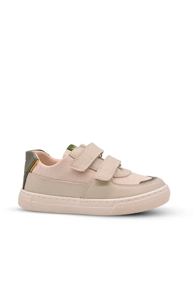 Honor Pu Leather Linen Boys Velcro Shoes Beige