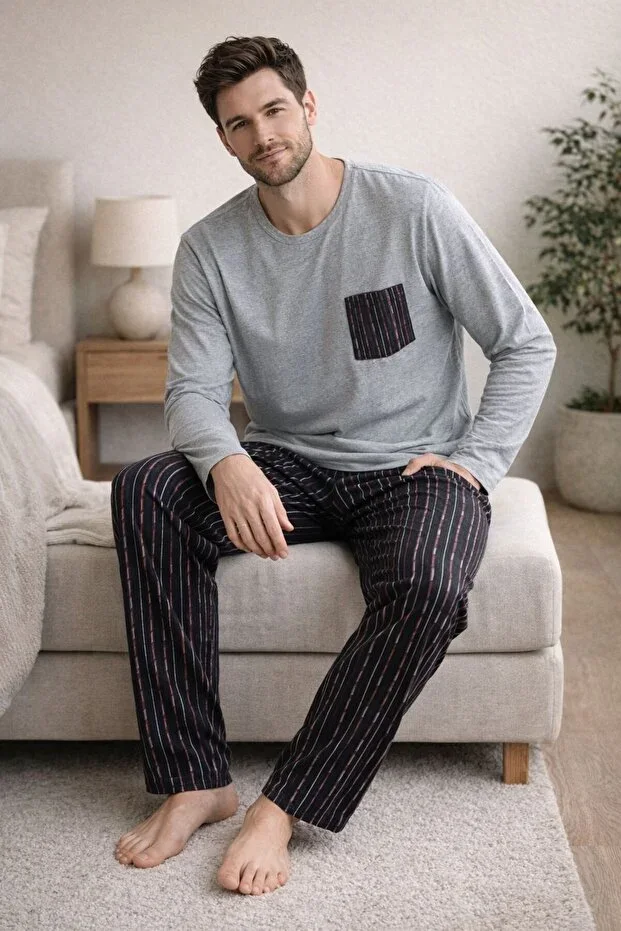 Men's Cotton Long Sleeve Pajama Set