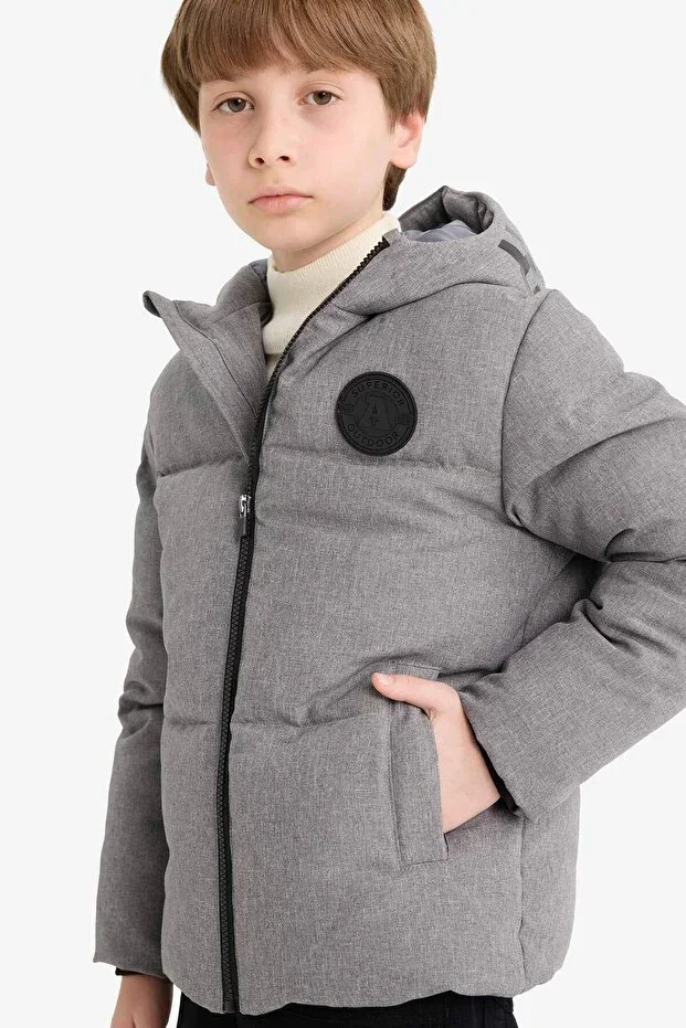 DeFacto Water Repellent Hooded Zip-Up Puffer Jacket Boys E9347A825WN