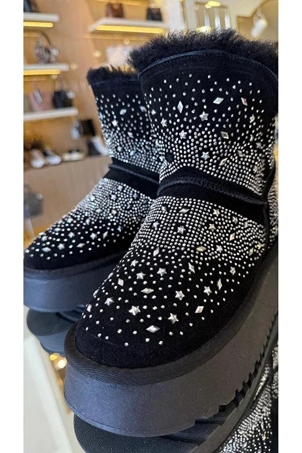 Imported Stone Decorated Fluffy Uggy Women's Boots -2023-