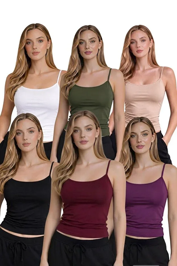 Women's 100% VISCOSE Strap 6-Pack Undershirt Full Lycra
