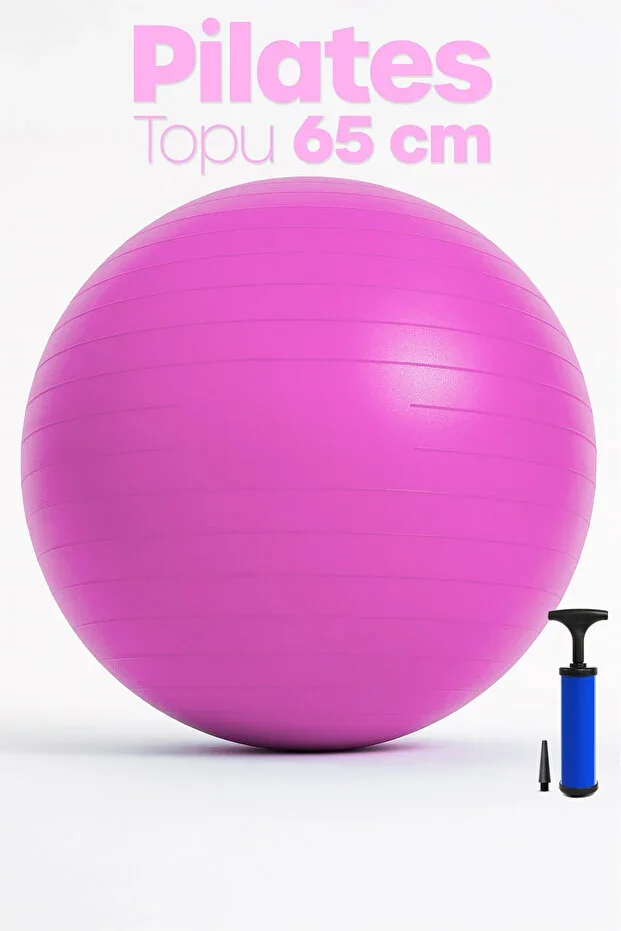 65 cm Pilates Ball and Pump Set | Suitable for 155-170 cm Height Durable Anti-Slip Pink