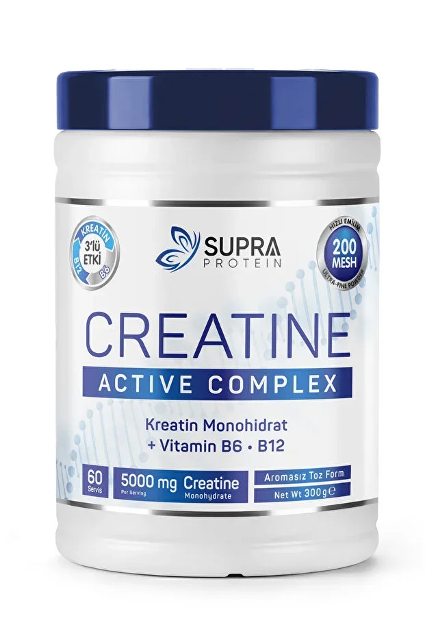 Creatine Active Complex - Micronized Creatine Monohydrate + Vitamin B6 & B12 Unflavored Pure Powder 60 Servings