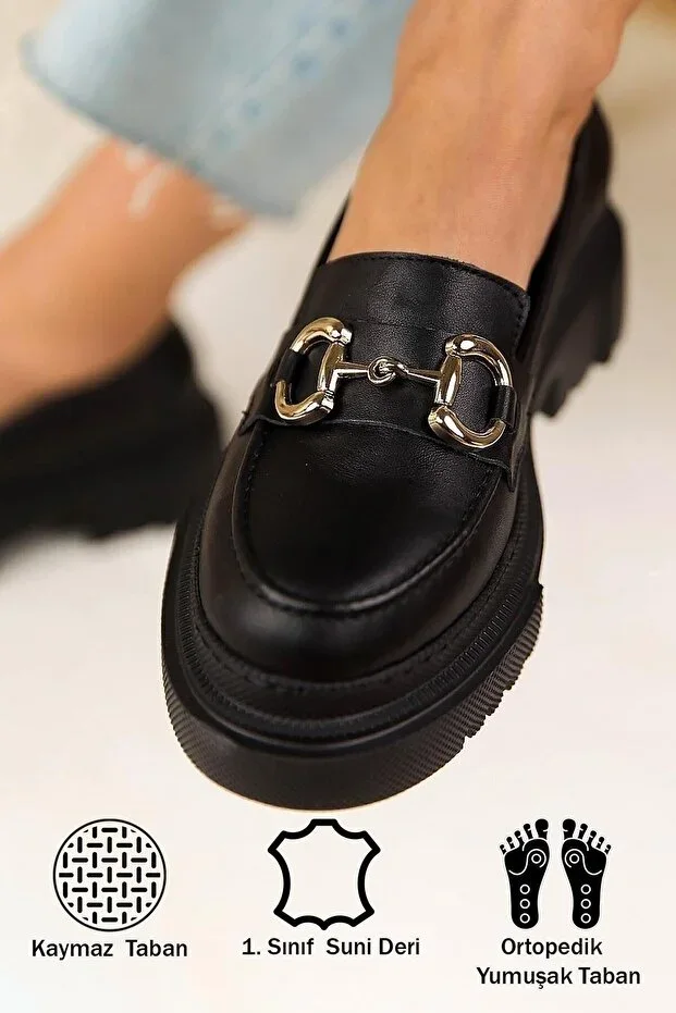 Women's Thick Sole Loafer Moccasin Shoes Gld