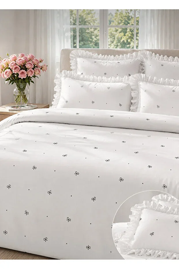 Soft elegance 100% cotton double duvet cover set