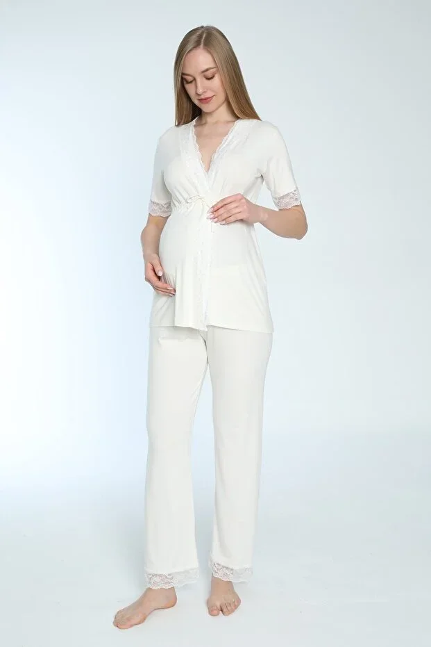 Miss Dünya Lissa Maternity and Postpartum Pajama Set with Front Opening for Breastfeeding